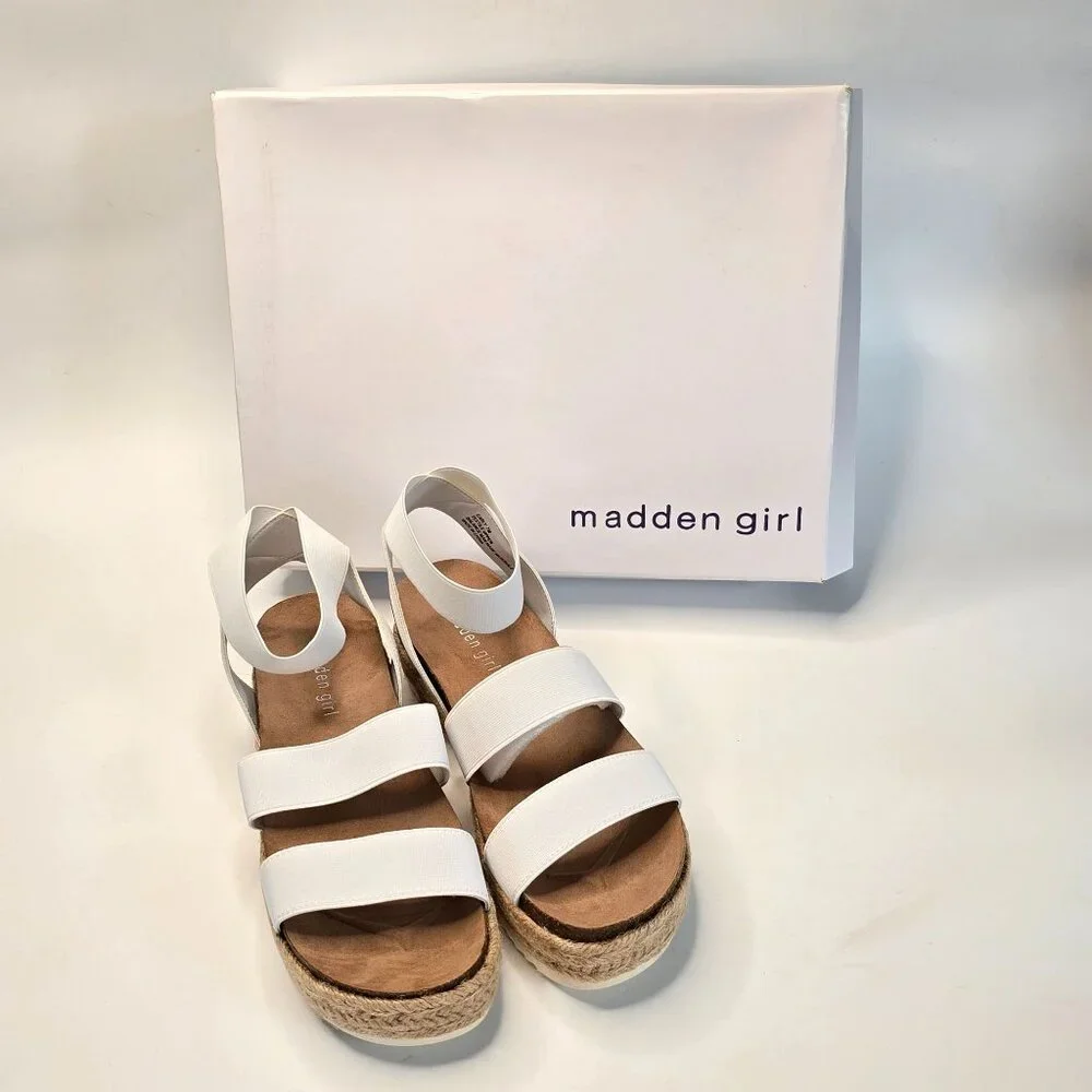 Madden Girl Carly Platform Espadrille Sandals 7M White Original Box Y2K Style - Picture 1 of 10